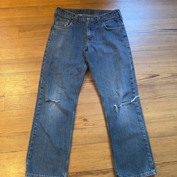 Carhartt medium wash distressed bootcut relaxed fit  jeans SIZE 30X30 - Picture 1 of 6